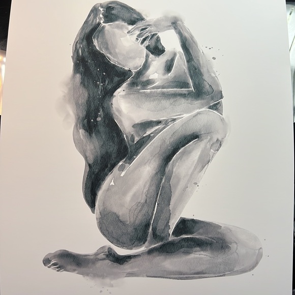Abstract Nude Woman Watercolor Portrait  Print Poster Unframed - Picture 16 of 17